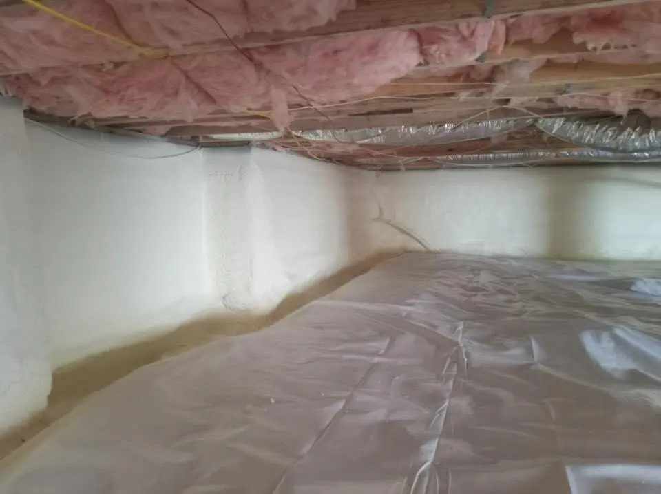 Crawl space encapsulation with closed-cell spray foam for Roof Waterproofing in Brewer
